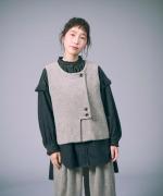 ヘリンボンウールシャギー　2wayベスト